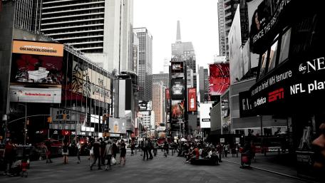 Times Square Vibrancy in Black and White wallpaper