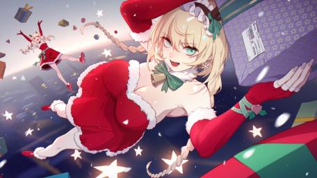 Santa Girl's Festive Adventure in 4K wallpaper