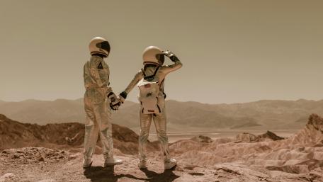 Explorers on an Alien Planet wallpaper