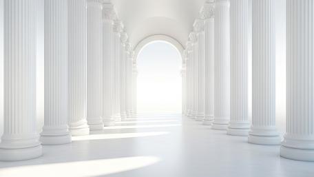 Timeless Elegance of White Columns in 5k wallpaper
