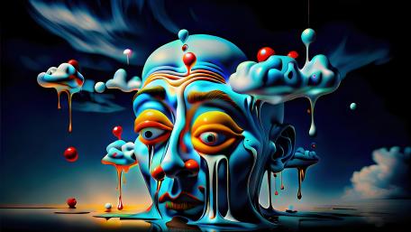 Surreal Face Dripping in a Dreamscape wallpaper