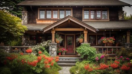 Timeless Charm of a Rustic Home in Bloom wallpaper