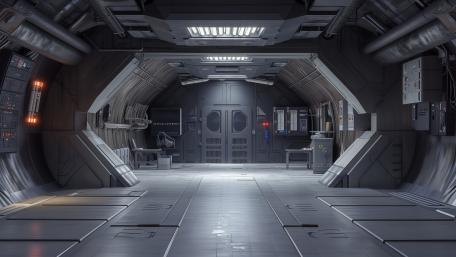 Futuristic Spacecraft Corridor Interior Design wallpaper
