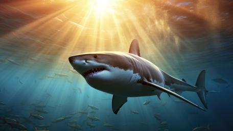 Great White Elegance Under the Waves wallpaper
