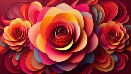 Multicolor Abstract Floral Fusion wallpaper