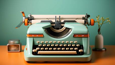 Retro Typewriter Meets Modern AI Aesthetic in 5K Art wallpaper