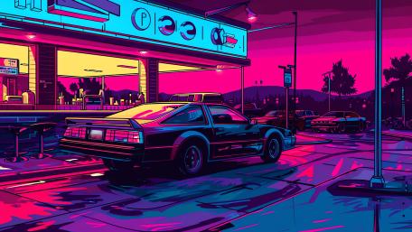 Neon Dreams at the Retro Diner wallpaper
