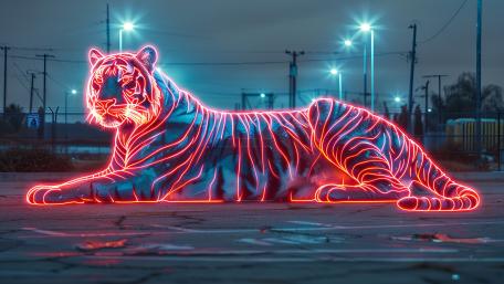 Neon Jungle Majesty: The Holographic Tiger Glow wallpaper