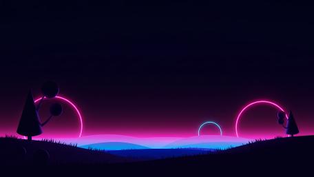 Neon Dreamscape in a Digital Wilderness wallpaper