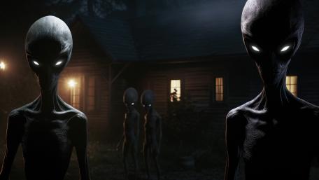 Alien Encounter Eerie Night Awakening wallpaper