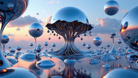 Bubble Reflections in Liquid Serenity wallpaper