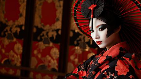Geisha Elegance in Traditional Splendor wallpaper