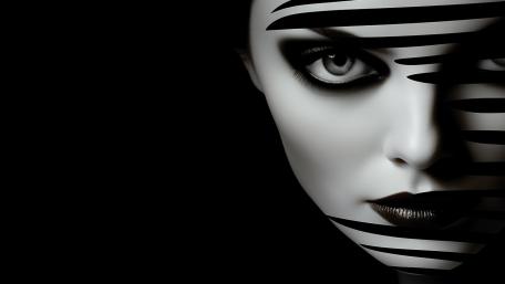 Monochrome Elegance: A Mysterious Gaze wallpaper