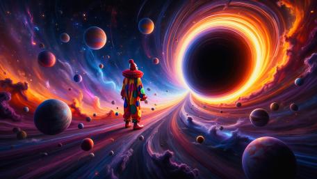 Cosmic Jester's Mystical Journey in Space wallpaper