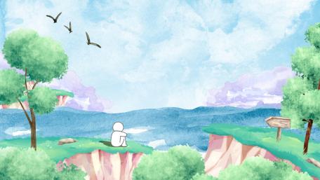 Whimsical Contemplation in a Pastel Paradise wallpaper