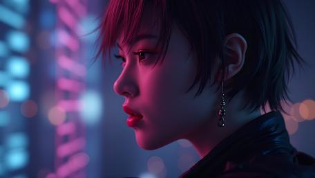 Oriental Elegance in Neon Glow wallpaper