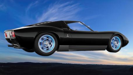 Lamborghini Miura in a Futuristic Setting wallpaper