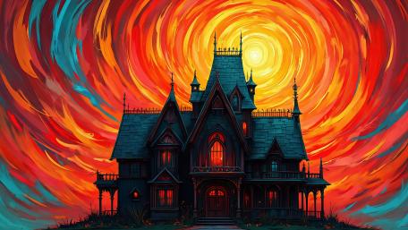 House In a Red Vortex wallpaper