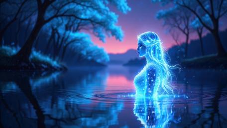 Woman In The Shimmering Lake  wallpaper