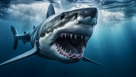 Majestic Great White Shark in Pristine Waters wallpaper