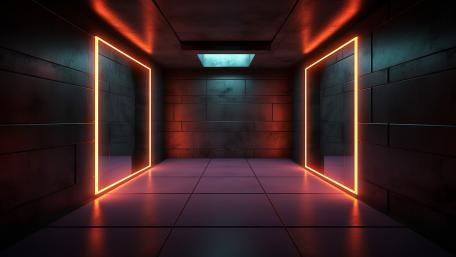Neon Corridor of Infinite Reflections wallpaper