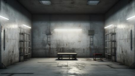 Minimalist Concrete Prison Cell Escape Scenario wallpaper