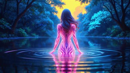 Mystical Dawn: Enchantress of the Lake wallpaper