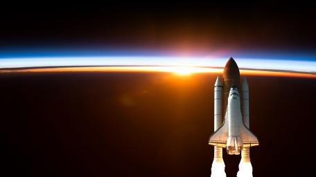 Space Shuttle Sunrise Soar wallpaper