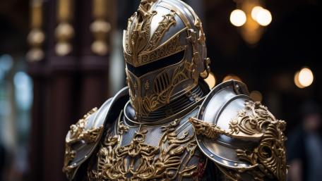 Knight of the Golden Realm: Majestic Armor Display wallpaper