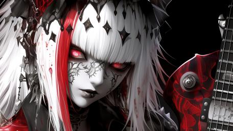 Enigmatic AI Warrior with Red Eyes wallpaper