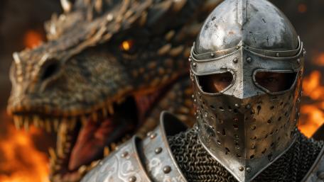 Armored Guardian and Roaring Dragon in Battle wallpaper