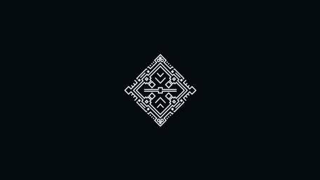 Stylized Geometric Emblem in Monochrome Design wallpaper