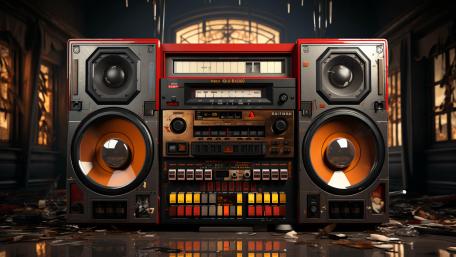 Retro Vibes with 80s Boombox Charm wallpaper