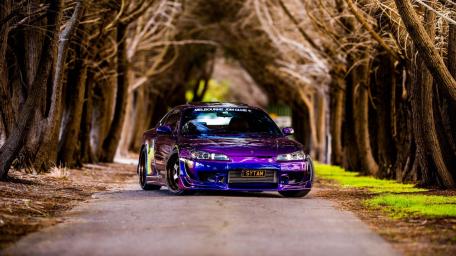 Nissan Silvia S15 in Enchanting Woodland Pathway wallpaper