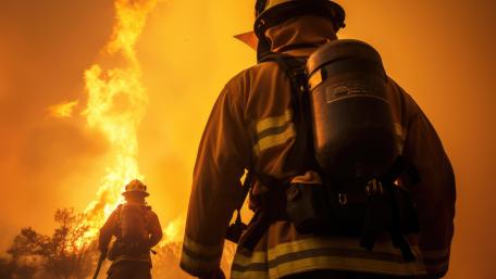 Firefighter Heading into the fire wallpaper