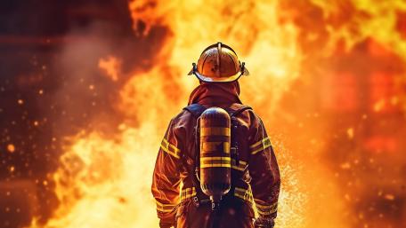 Fire Fighter Facing the fire wallpaper