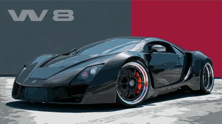 W8 Supersport Concept in Sleek AI Art Style wallpaper