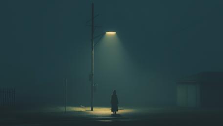 lonely-figure-street-light wallpaper