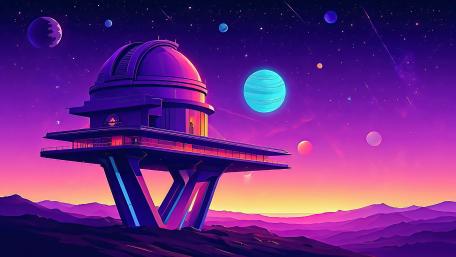 Fantasy Nightscape at the Observatory Watchtower wallpaper