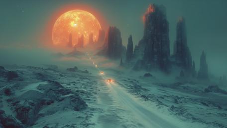Mystical Journey Under the Lunar Glow wallpaper
