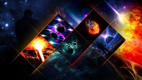 Exploring Cosmic Wonders in Abstract Art wallpaper