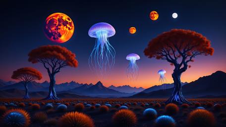 Enchanted Jellyfish in a Mystical Realm wallpaper