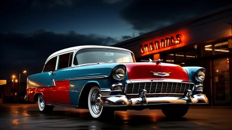Vintage American Classic by Night wallpaper