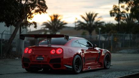 Red Nissan GT-R R35 at Sunset wallpaper