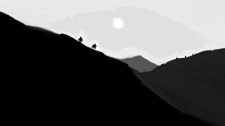 Shadowed Peaks in Monochrome Serenity wallpaper