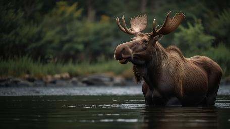 Guardian of the Forest: Majestic Moose in Wilderness wallpaper