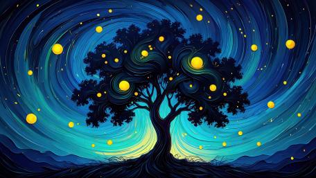 Tree Like Van Gogh wallpaper