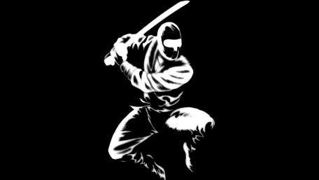 Ninja in Shadows: A Black and White Fantasy Realm wallpaper