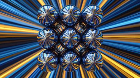 Vibrant Symmetry in Blue and Yellow wallpaper