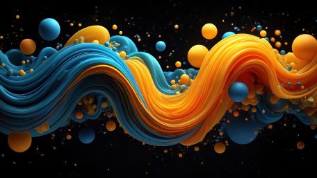 Cosmic Waves Flow in Futuristic 3D Art wallpaper